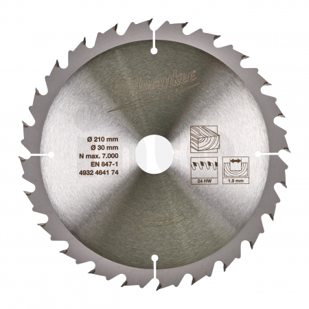 MILWAUKEE Circular saw blades for table saws Gen II CSB MS W 210 x 30 x 1.9 x 24ATB 4932464174