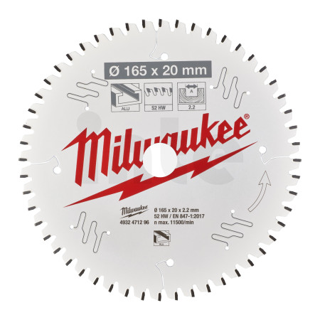 MILWAUKEE CSB P Alu165 x 20 x 2.2 x 52TF neg 4932471296