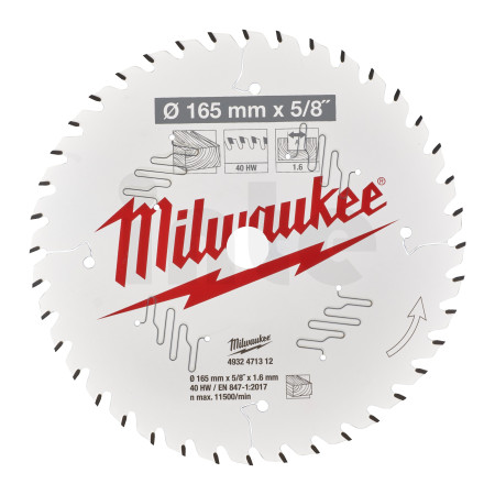 MILWAUKEE CSB P W 165 x 5/8 x 1.6 x 40ATB 4932471312