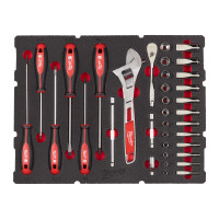 MILWAUKEE Pěnová vložka 1/4“ s nástrčnými klíči a ráčnou 35 ks pro boxy PACKOUT 4932480717