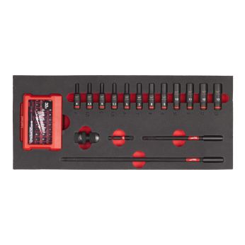 MILWAUKEE Sada dlouhých průmyslových hlavic ¼″ v pěnové vložce 17 ks 4932493386