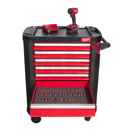 MILWAUKEE Dílenský vozík TOOLGUARD SRC PR EU ocelový na kolečkách 30", 78 cm (7 zásuvek) 4932493817