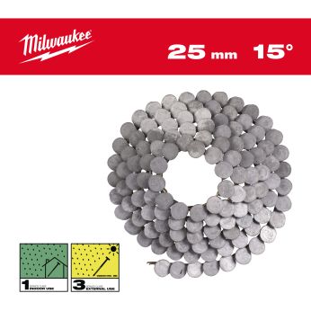 MILWAUKEE Hřebíky 15° prstencové RH 3,05 x 25 mm / SS / HDG - 2160 ks 4932499325
