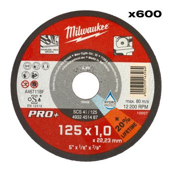 MILWAUKEE Display řezných kotoučů na nerez SCS 41 / 125 x 1 x 22 mm - 600 ks 4932500580
