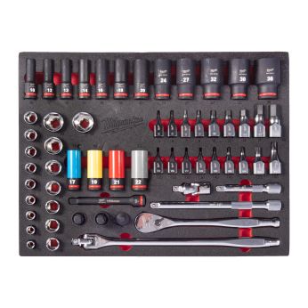 MILWAUKEE 60dílná sada ráčnových a rázových nástrčných klíčů 1/2'' s pěnovou vložkou 4932500757