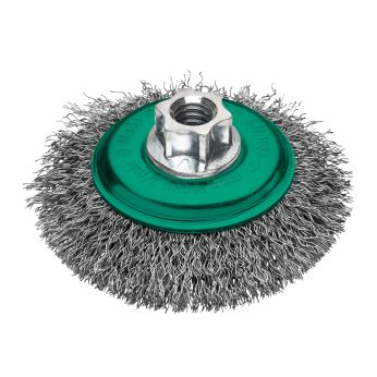 MILWAUKEE Šikmý kartáč M14 100×10 mm, nerezový, vlnitý drát 0,35 mm – 1 ks 4932501749