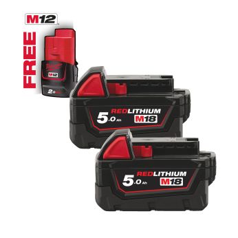 MILWAUKEE M18™ 2x 5,0 Ah akumulátor 4932451242