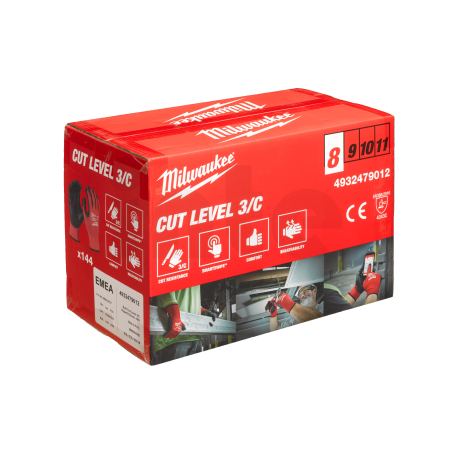 MILWAUKEE Rukavice s třídou ochrany proti proříznutí C velké balení M/8 - 144 ks 4932479012