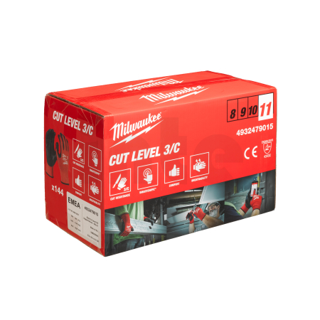 MILWAUKEE Rukavice s třídou ochrany proti proříznutí C velké balení XXL/11 - 144 ks 4932479015