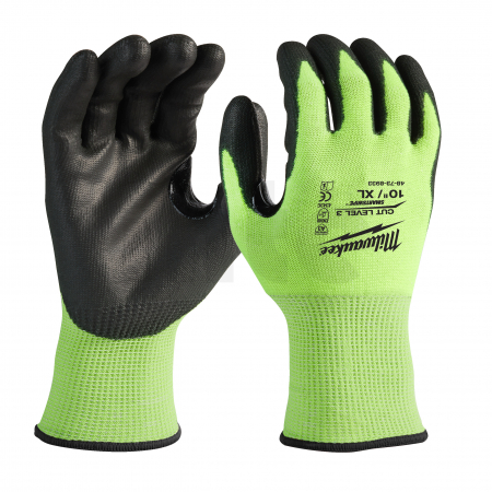MILWAUKEE Hi-Vis Cut Level 3 Gloves Povrstvené rukavice s vys. viditelností a třídou ochr proti proříznutí 3/C - vel XL - 144 ks