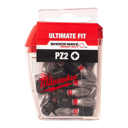 MILWAUKEE Šroubovací bity CD Tic Tac PZ2 SHOCKWAVE 25 mm - 25 ks 4932430864