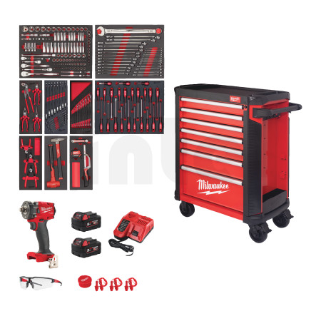 MILWAUKEE Filled 30" / 78 CM 7-Drawer Steel Storage Rolling Cabinet UK Premium Version 4932498186