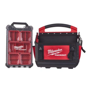 MILWAUKEE Sada otevřené brašny na nářadí PACKOUT™ 40 cm + kompaktního úzkého organizéru PACKOUT™ 4932478810