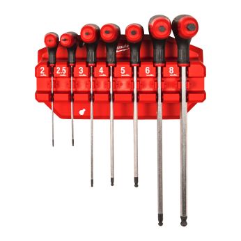 MILWAUKEE 7dílná sada klíčů Hex s pohodlnou rukojetí a stojanem 4932498677