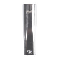 MILWAUKEE 1/2" prodloužená nástrčná hlavice 12-hranná, metrická, 15 mm 4932498836