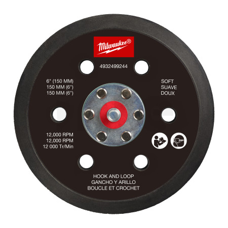 MILWAUKEE Podložka pro M12 FUEL 150 mm excentrickou brusku - měkká, se suchým zipem 4932499244