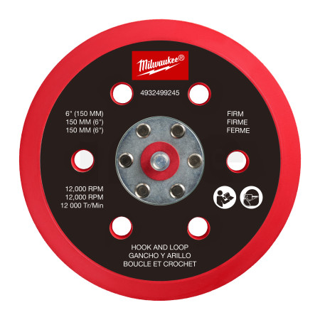 MILWAUKEE Podložka pro M12 FUEL 150 mm excentrickou brusku - tvrdá, se suchým zipem 4932499245