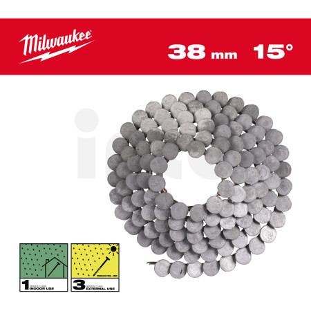 MILWAUKEE Hřebíky 15° prstencové RH 3,05 x 38 mm/RS/HDG-1440k ks 4932499323
