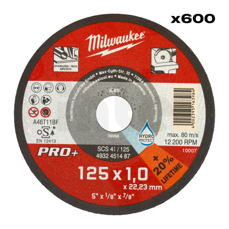 MILWAUKEE Display řezných kotoučů na nerez SCS 41 / 125 x 1 x 22 mm - 600 ks 4932500580
