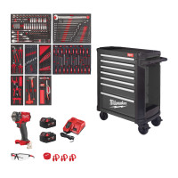MILWAUKEE Plně vybavená sada nářadí – 246 ks v šedé dílenské ocelové skříni TOOLGUARD™ 30″ / 78 cm, verze EU Premium 4932500743
