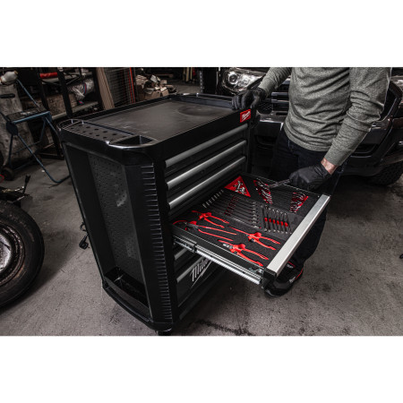 MILWAUKEE Plně vybavená sada nářadí – 206 ks v šedé dílenské ocelové skříni TOOLGUARD™ 30″ / 78 cm, verze EU Standard 4932500744