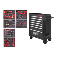 MILWAUKEE Plně vybavená automobilová sada – 337 ks v šedé dílenské ocelové skříni TOOLGUARD™ 30″ / 78 cm 4932500745