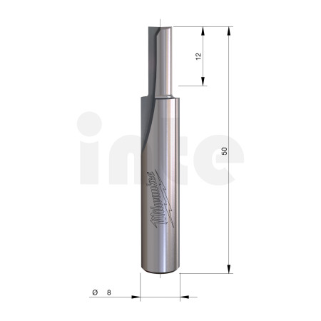 MILWAUKEE Rovná fréza, stopka 8 mm, 2C 5/50 mm – 1 ks 4932500878