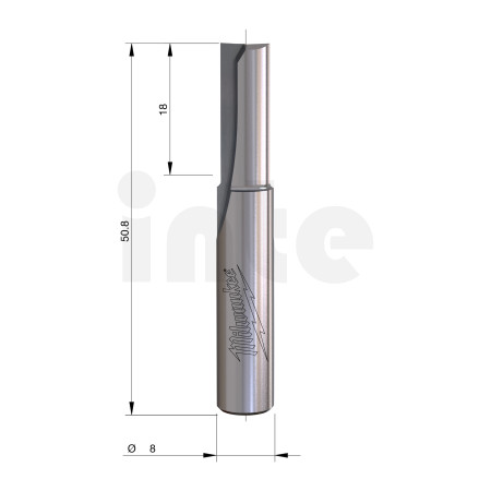 MILWAUKEE Rovná fréza, stopka 8 mm, 2C 7/49 mm – 1 ks 4932500881