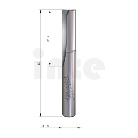 MILWAUKEE Rovná fréza, stopka 8 mm, 2C 6/60 mm – 1 ks 4932500883