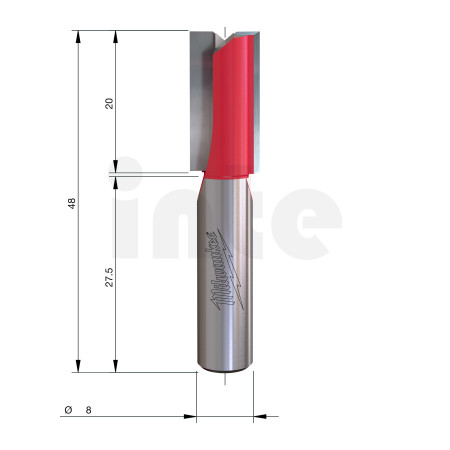 MILWAUKEE Rovná fréza, stopka 8 mm, 2C 10/48 mm – 1 ks 4932500884