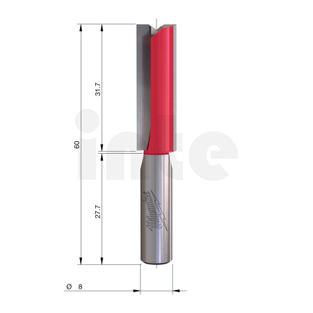 MILWAUKEE Rovná fréza, stopka 8 mm, 2C 10/60 mm – 1 ks 4932500885