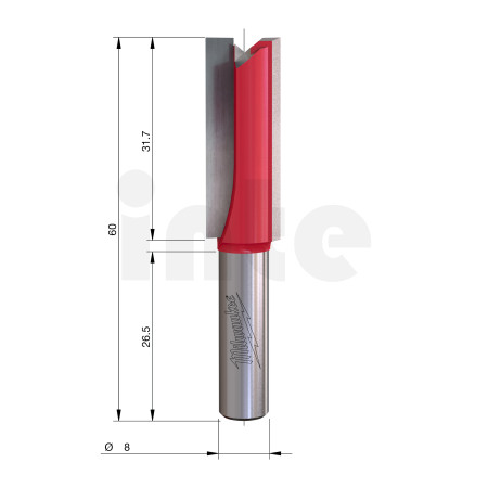MILWAUKEE Rovná fréza, stopka 8 mm, 2C 12/60 mm – 1 ks 4932500887