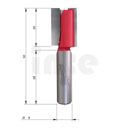 MILWAUKEE Rovná fréza, stopka 8 mm, 2C 14/50 mm – 1 ks 4932500888