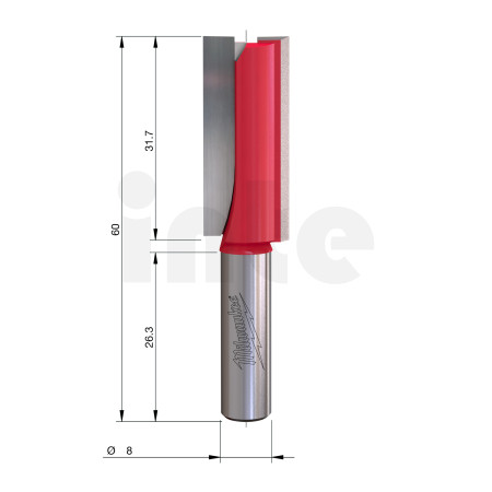 MILWAUKEE Rovná fréza, stopka 8 mm, 2C 14/60 mm – 1 ks 4932500889
