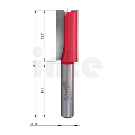 MILWAUKEE Rovná fréza, stopka 8 mm, 2C 15/66 mm – 1 ks 4932500891