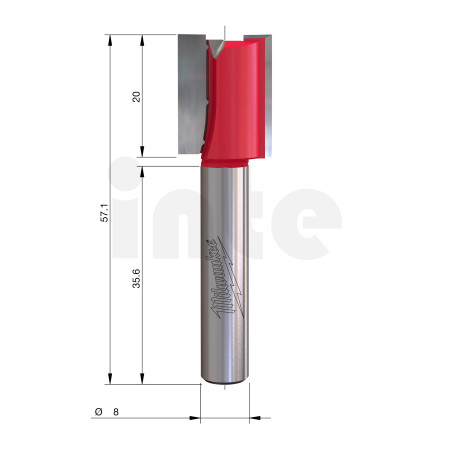 MILWAUKEE Rovná fréza, stopka 8 mm, 2C 16/57,2 mm – 1 ks 4932500892