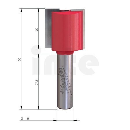 MILWAUKEE Rovná fréza, stopka 8 mm, 2C 20/50 mm – 1 ks 4932500895