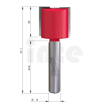 MILWAUKEE Rovná fréza, stopka 8 mm, 2C 22/57,2 mm – 1 ks 4932500896