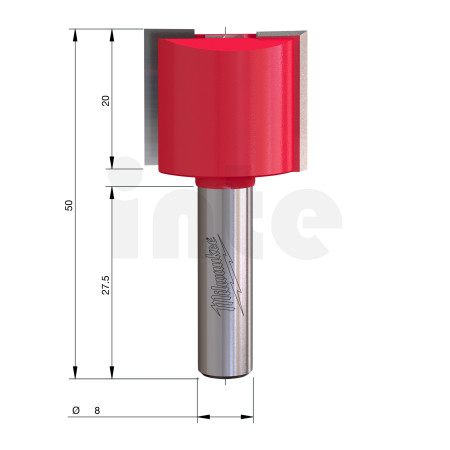MILWAUKEE Rovná fréza, stopka 8 mm, 2C 24/50 mm – 1 ks 4932500897