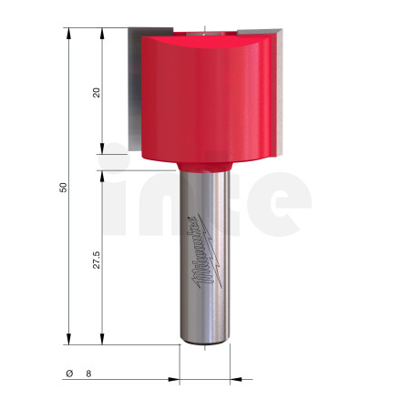 MILWAUKEE Rovná fréza, stopka 8 mm, 2C 25/50 mm – 1 ks 4932500898