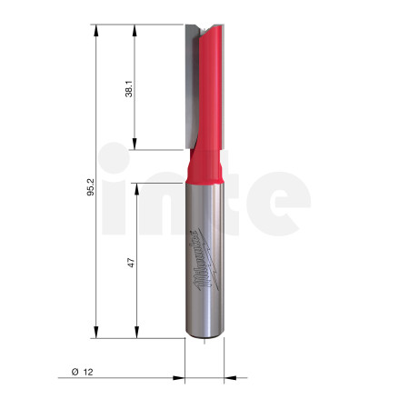 MILWAUKEE Rovná fréza, stopka 12 mm, 2C 12/95 mm – 1 ks 4932500903