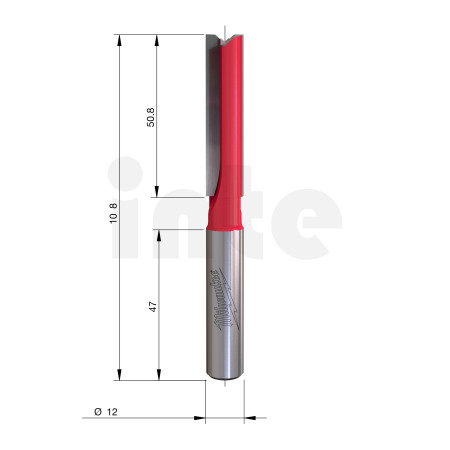 MILWAUKEE Rovná fréza, stopka 12 mm, 2C 12/108 mm– 1 ks 4932500904