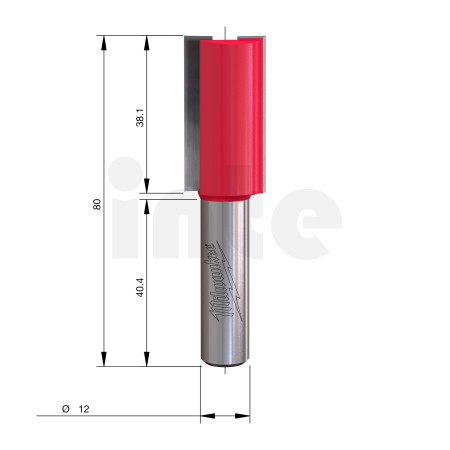 MILWAUKEE Rovná fréza, stopka 12 mm, 2C 20/80 mm – 1 ks 4932500906
