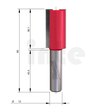 MILWAUKEE Rovná fréza, stopka 12 mm, 2C 22/80 mm – 1 ks 4932500907