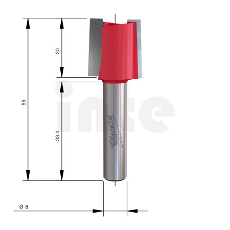 MILWAUKEE Dlabací fréza, stopka 8 mm, 19/54 mm – 1 ks 4932500922