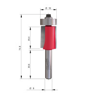 MILWAUKEE Zarovnávací fréza s ložiskem, stopka 8 mm, 19/74,5 mm – 1 ks 4932500931