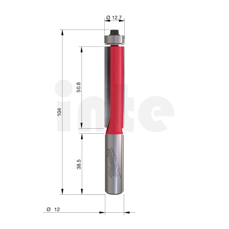 MILWAUKEE Zarovnávací fréza s ložiskem, stopka 12 mm, 12,7/104 mm – 1 ks 4932500932