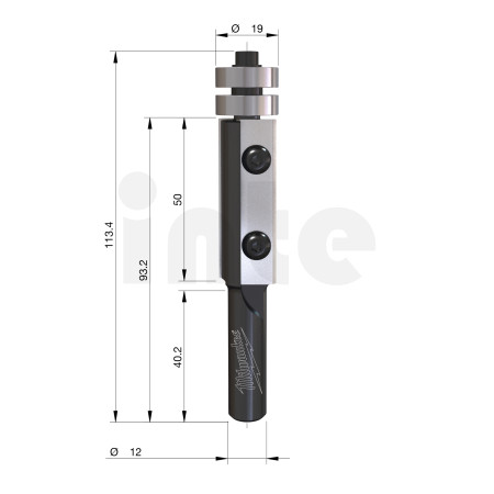 MILWAUKEE Zarovnávací fréza s tvrdokovovými břity, stopka 12 mm, 19 / 112 mm – 1 ks 4932500936
