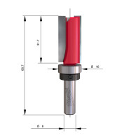 MILWAUKEE Šablonová fréza, stopka 8 mm, 16/66,5 mm – 1 ks 4932500941
