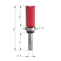 MILWAUKEE Šablonová fréza, stopka 8 mm, 19/66,5 mm – 1 ks 4932500942